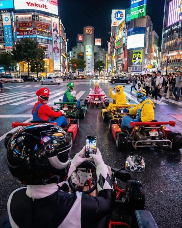Costumed street go-karting tour through Shibuya Tokyo at night